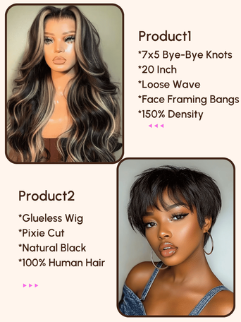 $169=2 Wigs | 20" 7x5 Bye-Bye Knots Wig and Glueless Wig