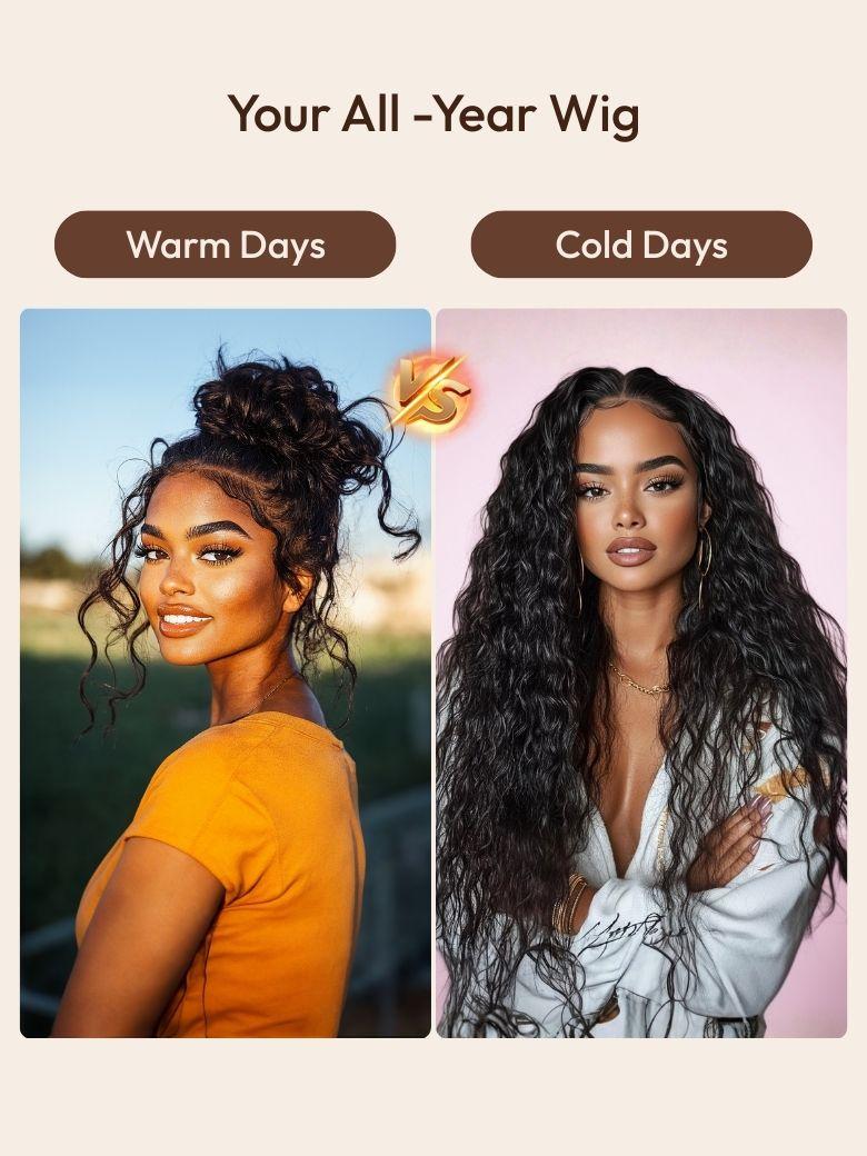 UNice 7x5 Bye-Bye Knots™ & 13x4 HD Lace Pull & Go Glueless Water Wave With Secure Silicone Strips and Drawstring With Baby Hair