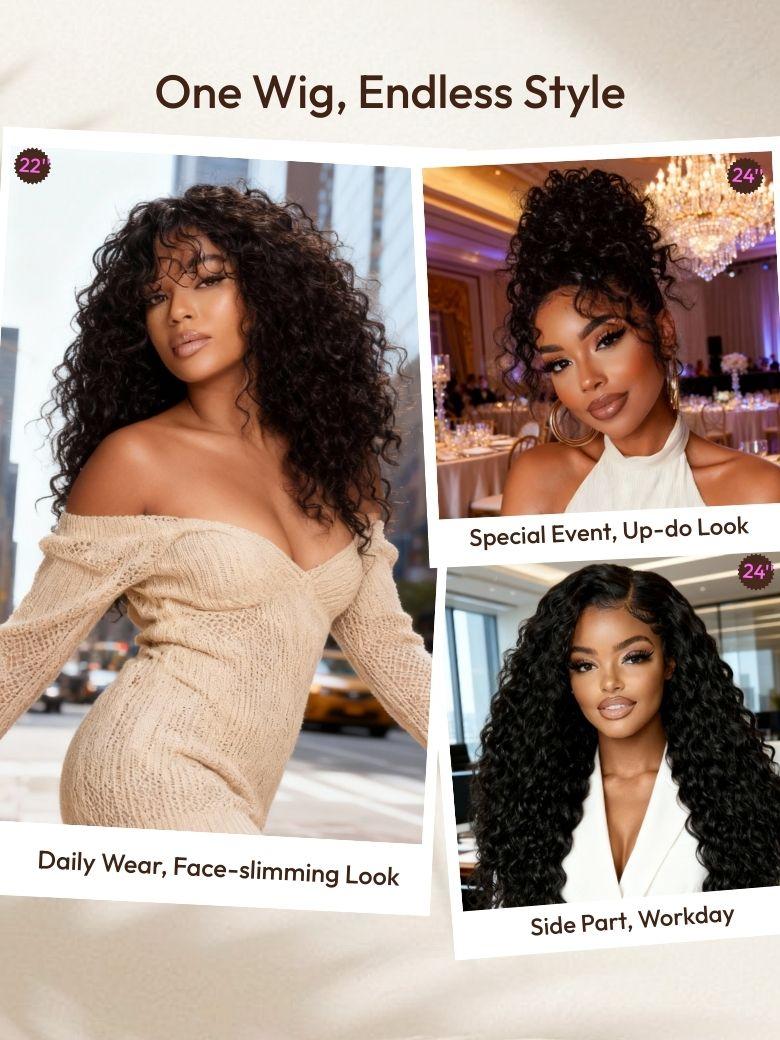 UNice 7x5 Bye-Bye Knots™ & 13x4 HD Lace Put On And Go Glueless Water Wave Grip Wig With Secure Silicone Strips and Drawstring With Baby Hair