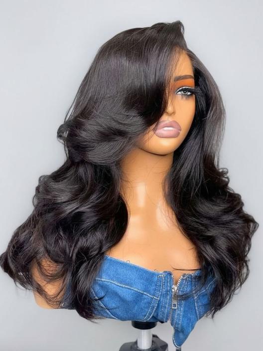 UNice Bye-Bye Slip™ Wig Feathered Layer Left Side Part 200% Density Wig with Secure Silicone Strips and Drawstring