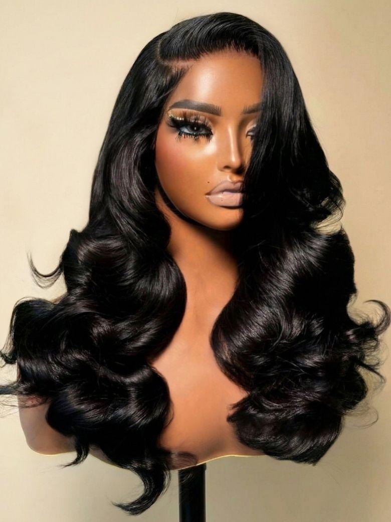 [Price Drop] UNice Bye-Bye Knots™ 7x5 Lace Black & Ash Highlights on Black Hair Feathered Hairstyles 200% Density Wig with Side Bangs