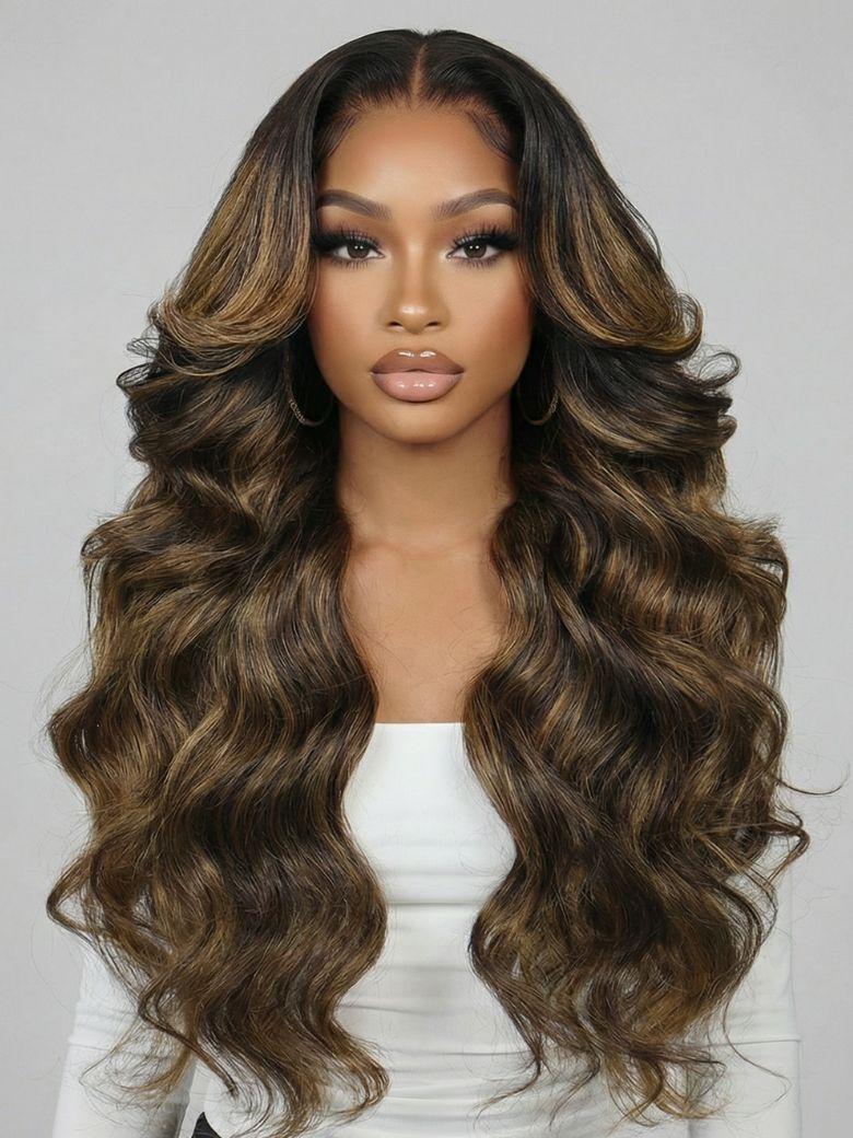 UNice #FB30 Brown Balayage Highlight 100% Human Hair 3Pcs Body Wave Human Hair Bundles