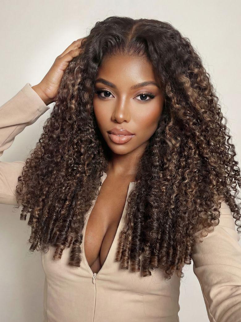 UNice Glueless Bye-Bye Knots™ 7x5 Lace Balayage Highlight Curly Wig with Defined Finger Coil Ends