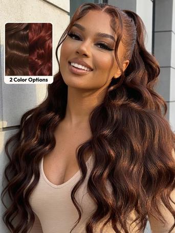 UNice Glueless Auburn/Red Brown 13x4 Pre-Everything & 7x5 Lace Wig Loose Wave Adjustable Drawstring 150% Density