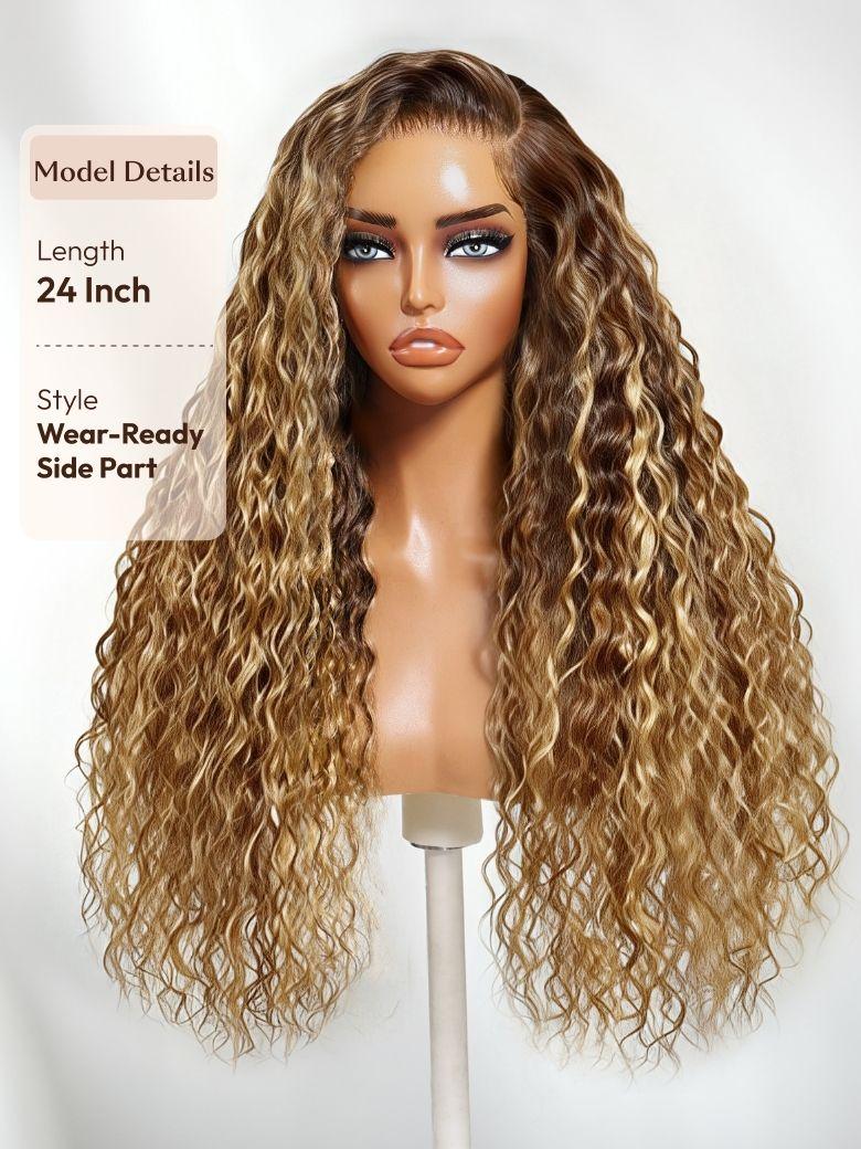 UNice 13x4 Pre-Everything™ Lace Frontal Chestnut Brown Water Wave Glueless Drawstring Wig