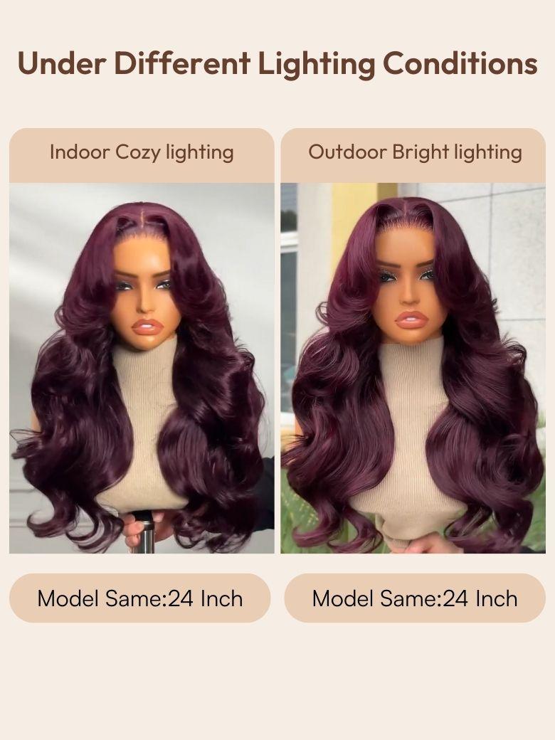 UNice 7x5 Bye-Bye Knots™ & 13x4 Pre-Everything™ Lace Frontal Purple Black Cherry Layered Straight & Loose Wave With Invisi Drawstring Wig