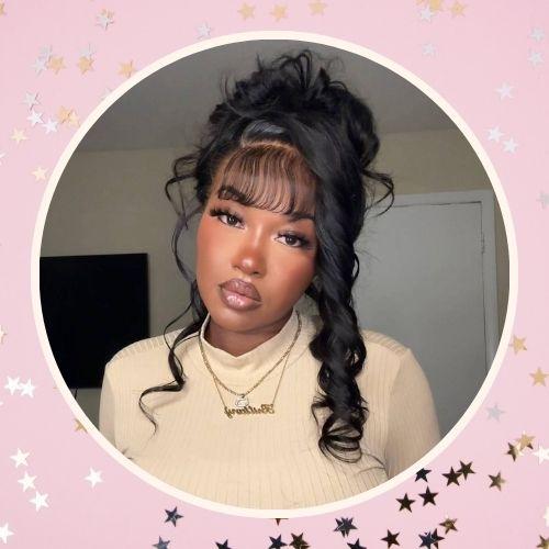 Glam Updo with Wispy Bangs