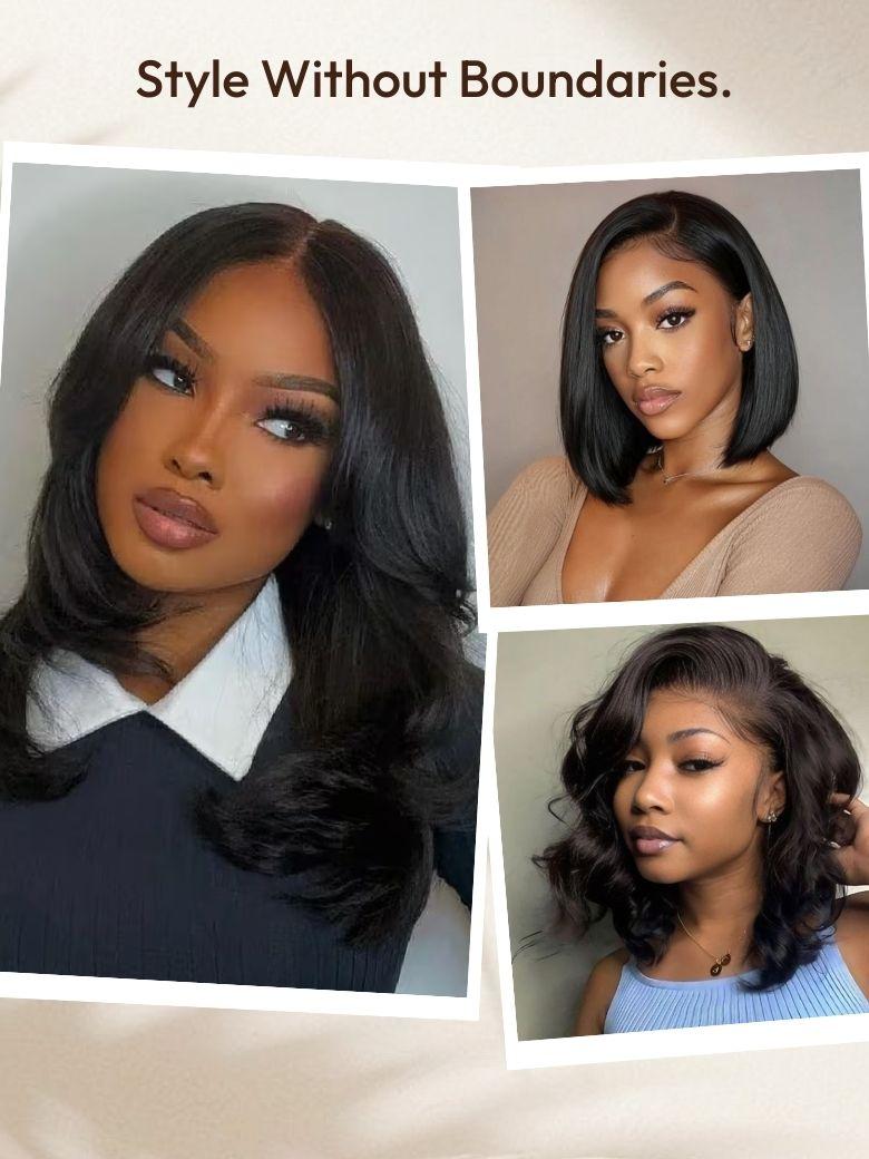 [BOGO For All] V Part & 7x5 Transparent Lace Glueless Body Wave Wig