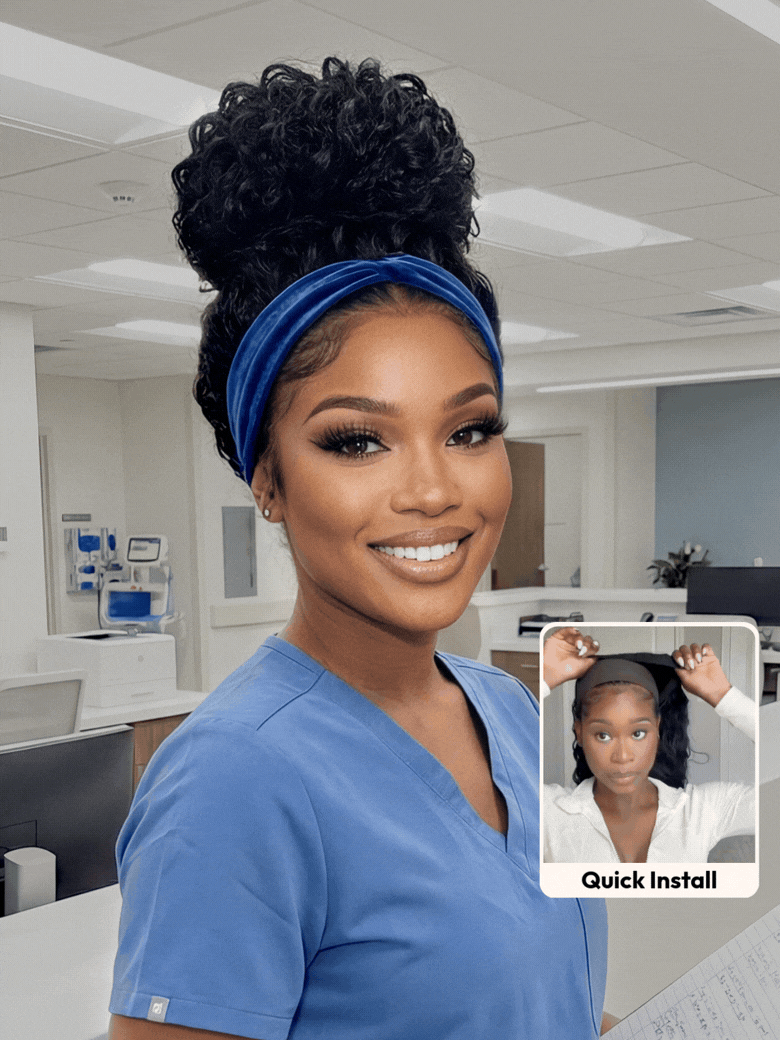 UNice HookFit™ Headband Wig Water Wave Glueless for Healthcare Workers | Comfortable, Secure, and Effortless All-Day Wear for Busy Shifts