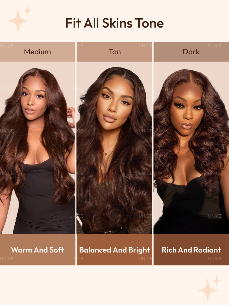 UNice Auburn Brown13x4 Pre-Everything™ Lace Frontal Loose Wave 100% Human Hair Wig with Invisi Drawstring & Face Framing Layers 150% Density