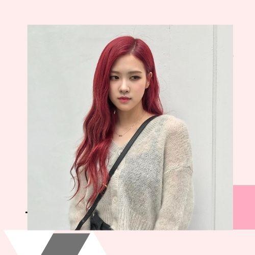 rose blackpink red hair