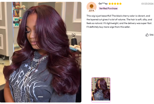 Black Cherry Layered Wig Review