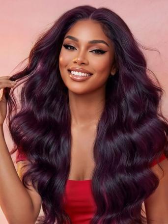 UNice 7x5 Bye-Bye Knots™ & 13x4 Pre-Everything™ Lace Frontal Purple Black Cherry Layered Straight & Loose Wave With Invisi Drawstring Wig