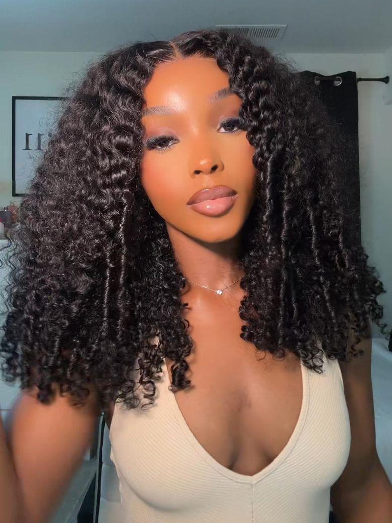 UNice 7x5 Bye-Bye Knots™ Wig Glueless Lace Sunset Jerry Curly & 13x4 Pre Everything Kinky Curly for Reddish Brown Drawstring Wig With Bleached Knots