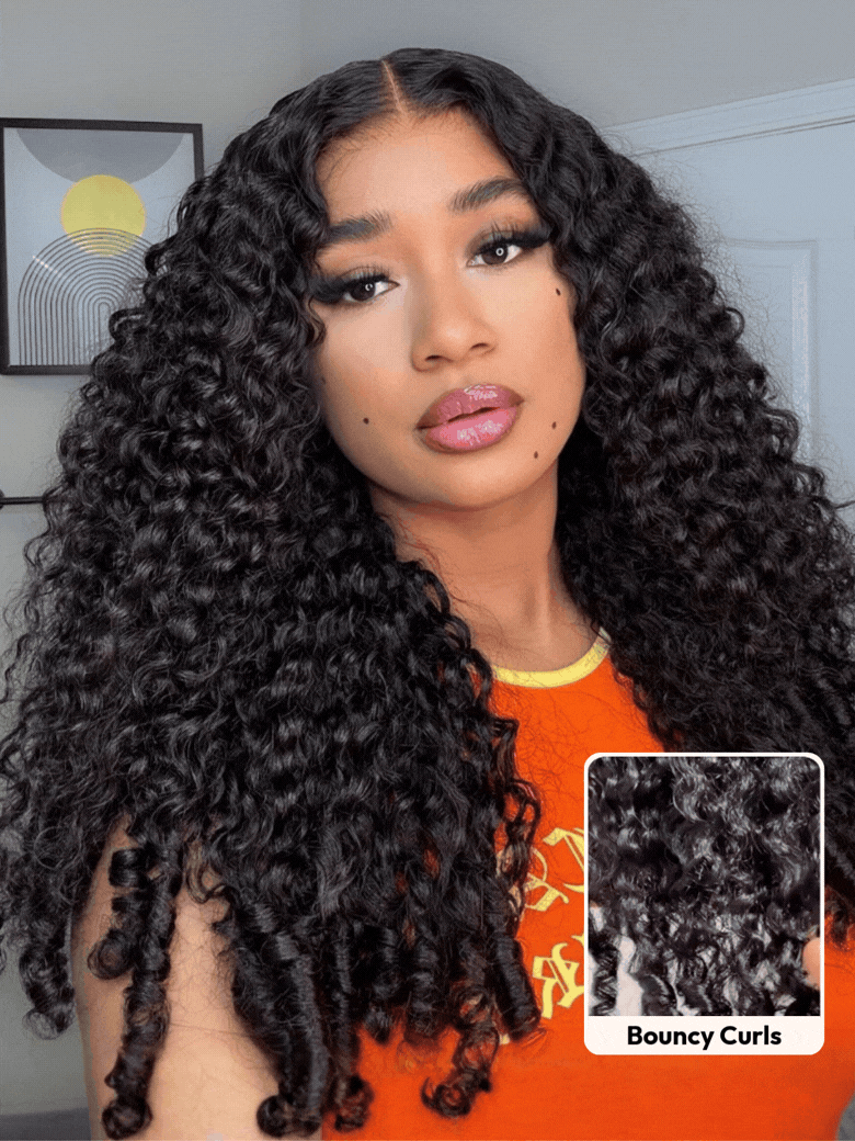 UNice 13x4 Pre-Everything™ No Slip Lace Frontal Natural Black Burmese Curly Wig with Finger Coily Ends