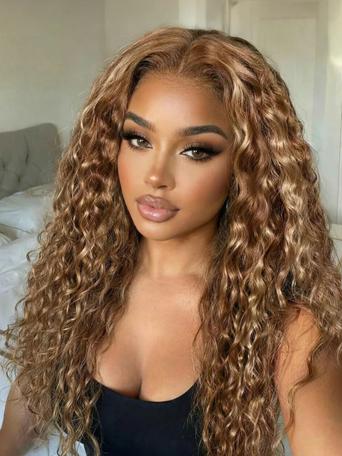 UNice 7x5 Bye Bye Slip™ Lace Honey Blonde Highlights Water Wave Wig with Invisi Drawstring