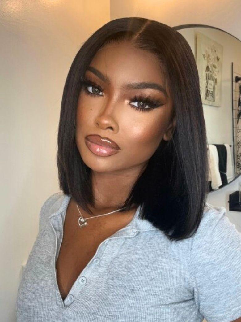 UNice 7x5 Bye Bye Knots™ & 13x4 Pre-Everything™ & 5x5 HD Lace Wig Glueless Lace Black Yaki Bob Bleached Knots Wig