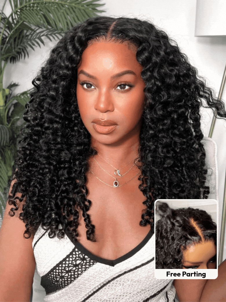 UNice 13x4 Pre-Everything™ Lace Frontal Natural Black Burmese Curly Wig with Finger Coily Ends
