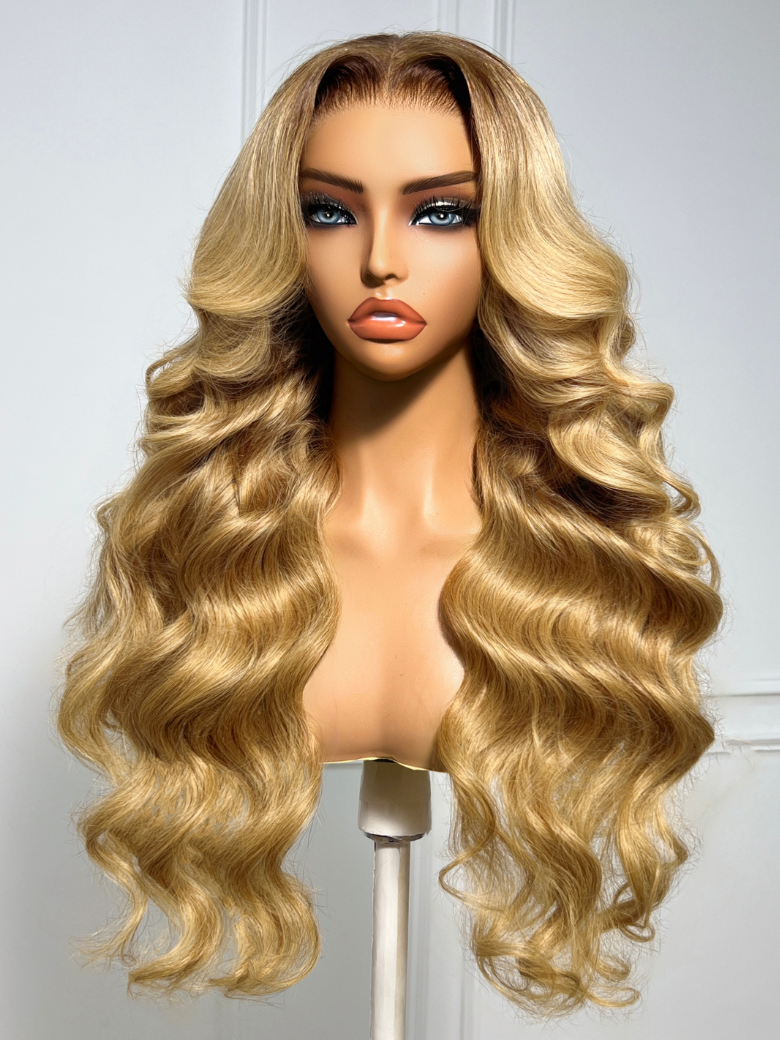 UNice Ash Blonde With Brown Roots No Slip 13x4 Pre-Everything™ Lace Frontal Body Wave Wig with Invisi Drawstring