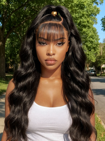 13x4 Pre-Everything™ Side-Part & Middle Part Fluffy Loose Wave Wig With Wispy Air Bangs