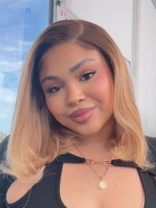 UNice Bye-Bye Knots 7x5 Lace Blonde with Brown Roots Side Part Blunt Bob Wig