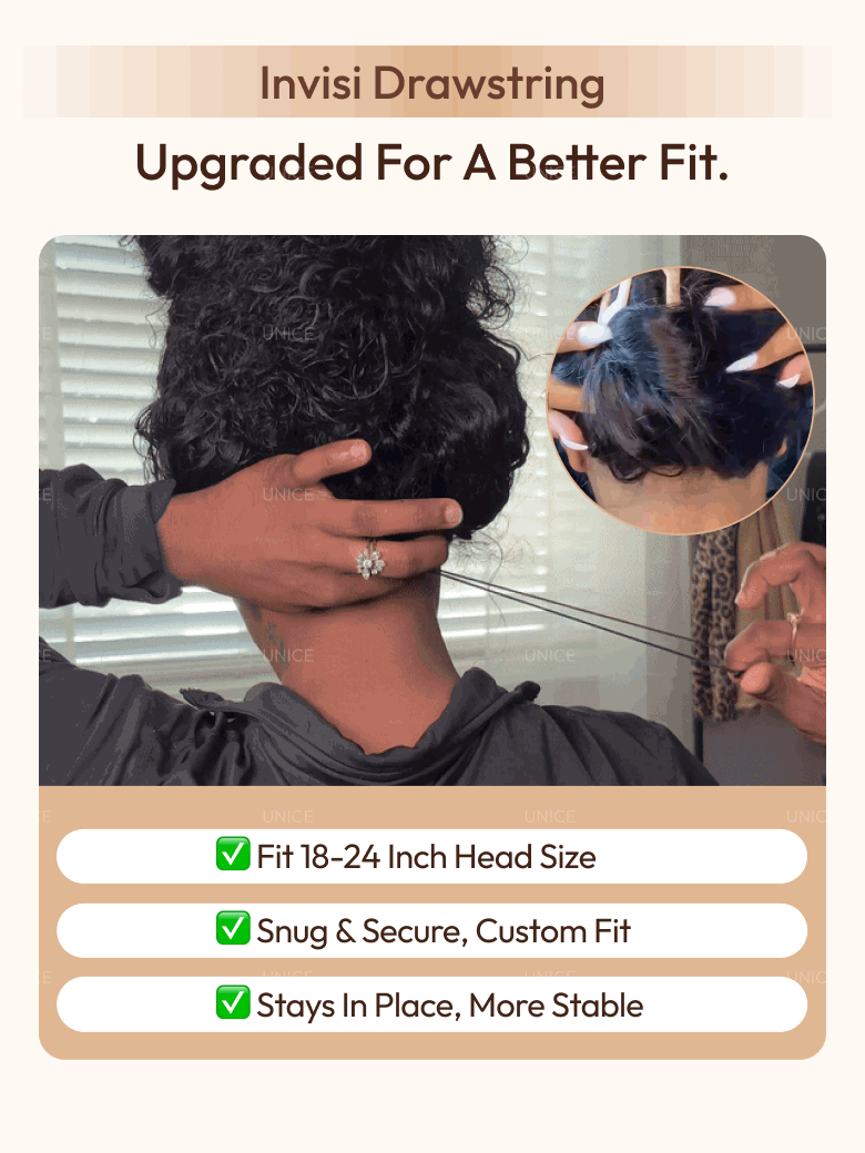 UNice 7x5 Bye-Bye Knots™ Wig Glueless Lace Sunset Curls for Reddish Brown Drawstring Wig With Bleached Knots