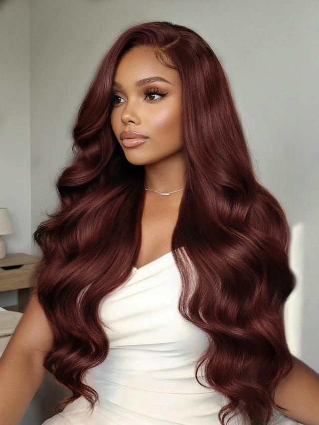 UNice 7x5 Bye Bye Knots Wig Glueless Lace 150% density Flattering Sun-Kissed Warm Tones Reddish Brown Body Wave Bleached Knots Wig