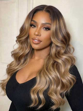 UNice 13x4 Bye Bye Slip™ Lace Frontal Warm Brown to Honey Blonde Balayage Loose Wave Wig with Face Framing Layers