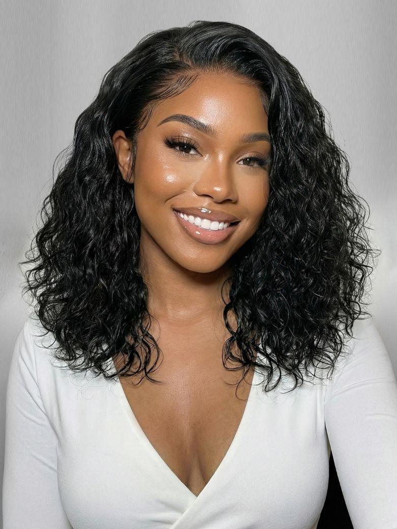 UNice Bye-Bye Slip™ 6X4 Glueless Lace "C" Side Part Loose Wavy Bob 220% High Density Drawstring Wig For Beginners