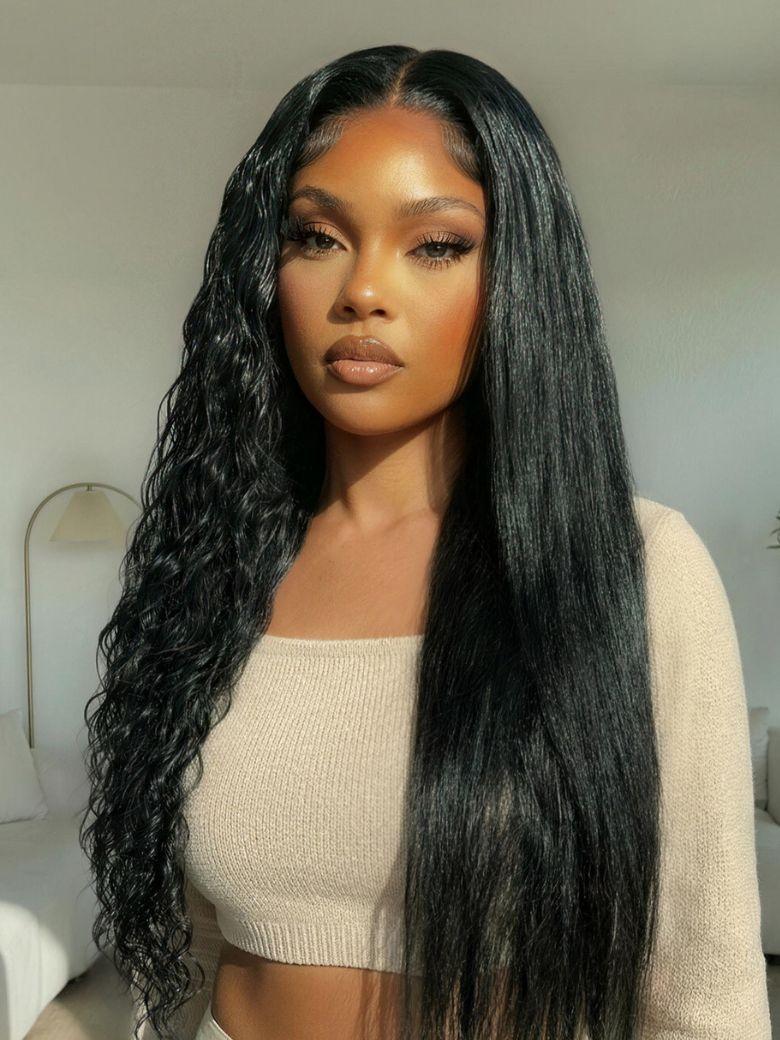 UNice 13x4 Bye Bye Slip™ Wet and Wavy 2-in-1 Straight to Water Wave Human Hair Wig With Invisi Drawstring