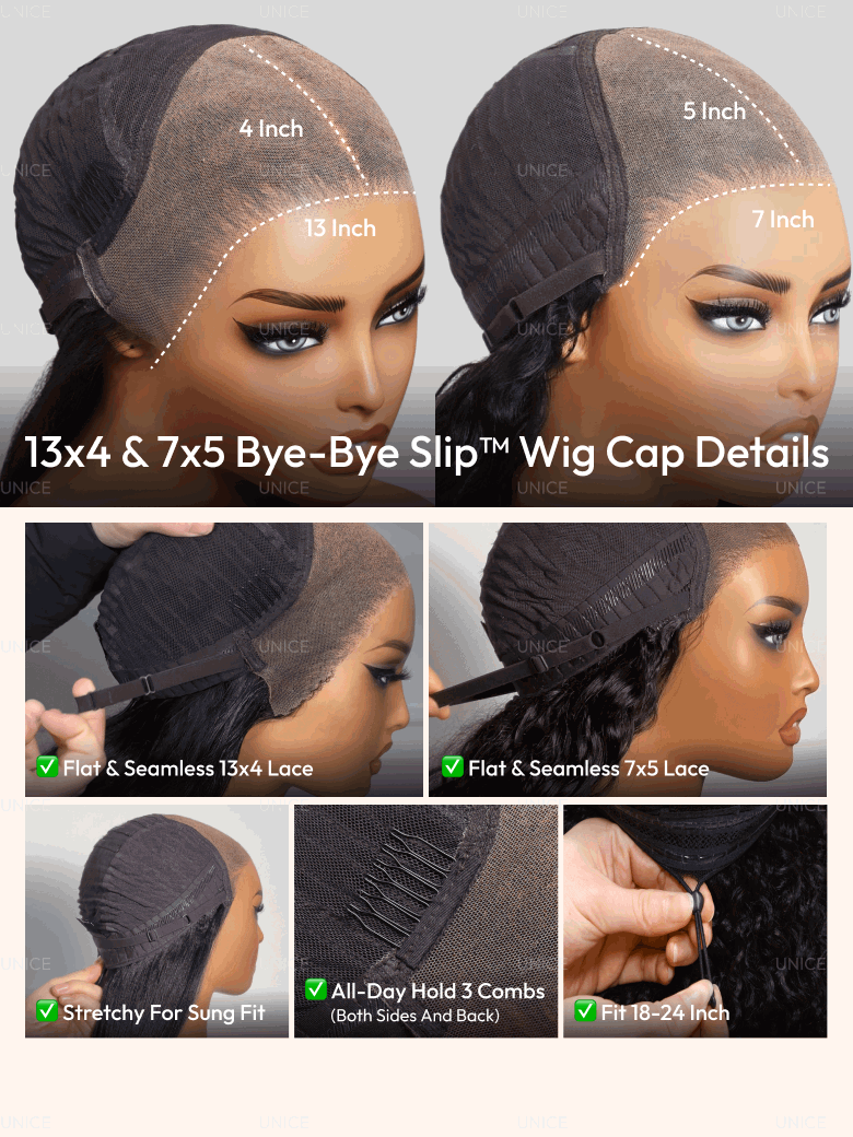 UNice 7x5 Bye-Bye Knots™ & 13x4 Pre-Everything™ Lace Frontal Purple Black Cherry Layered Straight & Loose Wave With Invisi Drawstring Wig