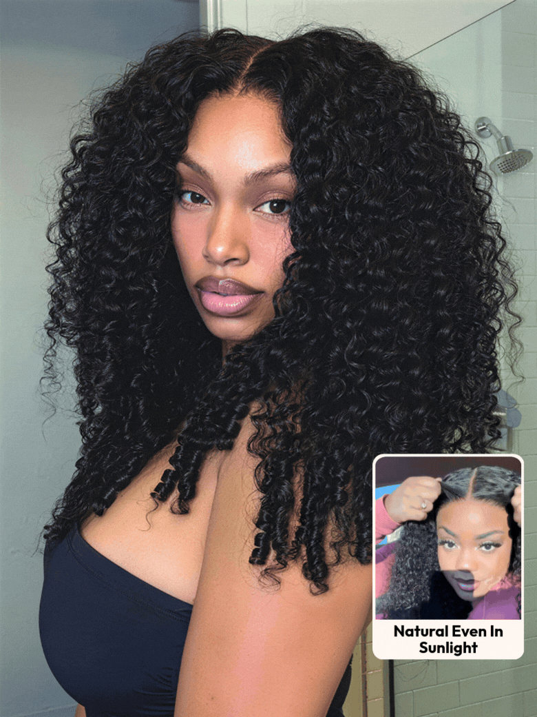 UNice 7x5 Bye-Bye Slip & 13x4 Pre-Everything Curly Texture Premium Hair Drawstring Wig With Finger Coil Ends