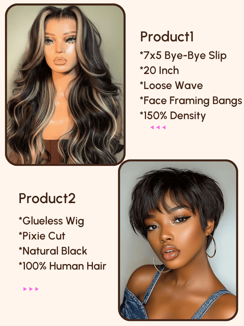 $169=2 Wigs | 20" 7x5 Bye-Bye Slip Wig and Glueless Wig