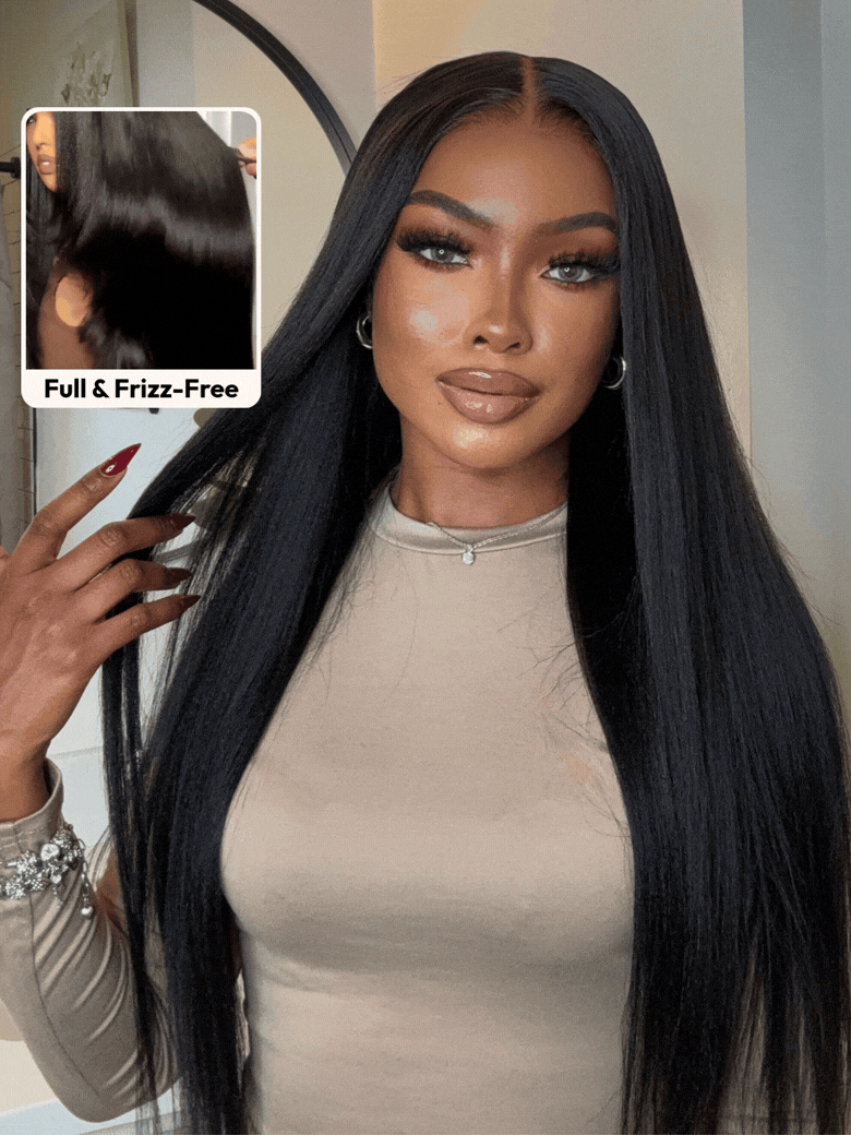UNice 7x5 Bye Bye Slip™ & 13x4 Pre-Everything™ Wig Glueless Lace Black & Balayage Highlights Yaki Straight With Invisible Drawstring