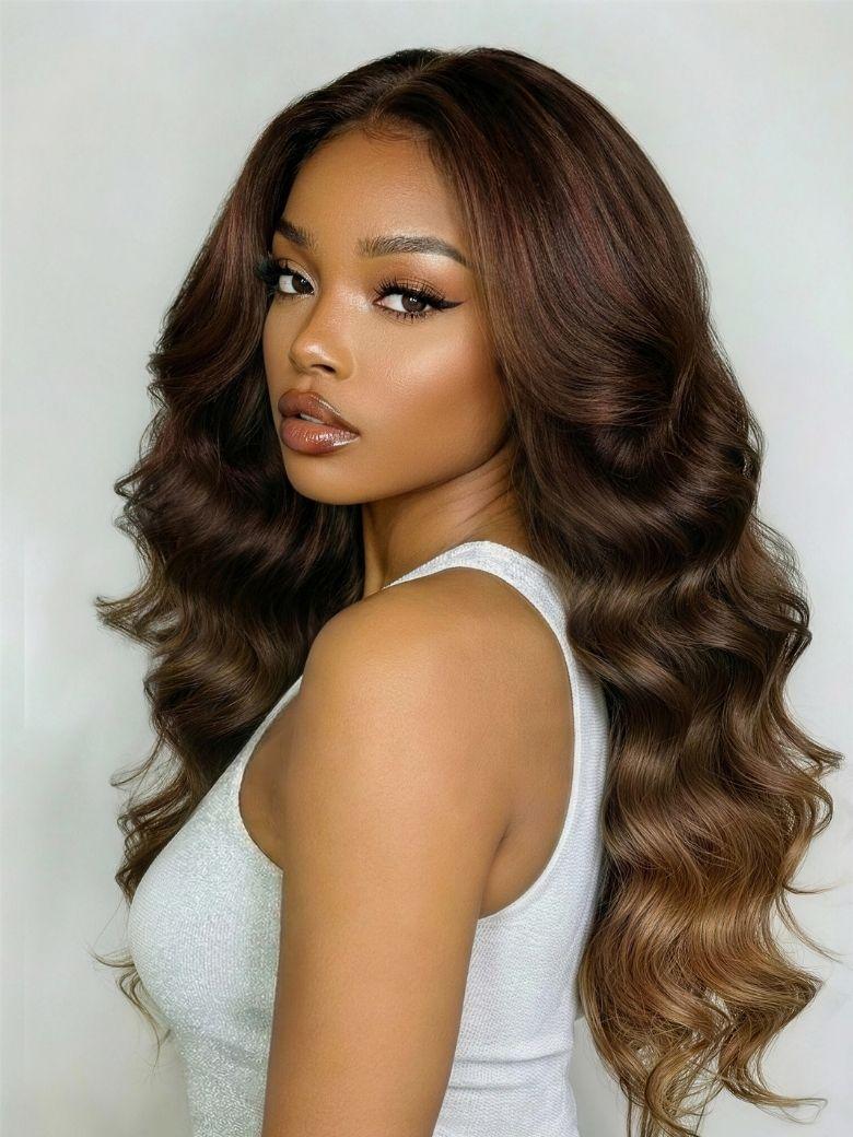 UNice 360 HD Lace Real Scalp™ Chocolate Brown to Caramel Honey Blonde Ombre Body Wave Wig Raw Virgin Hair