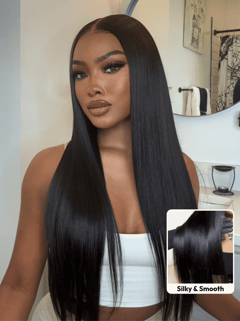 UNice Bye Bye Knots Wig 7x5&13x4 Glueless Lace Black Straight Bleached Knots Wig No Baby Hair 150% Density