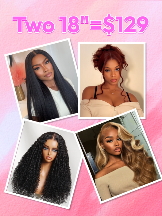 TWO 18" Wigs $129 | For 250% Density V Part Jerry Curly / 13X4 Front Lace 180% Density/ Body Wave...