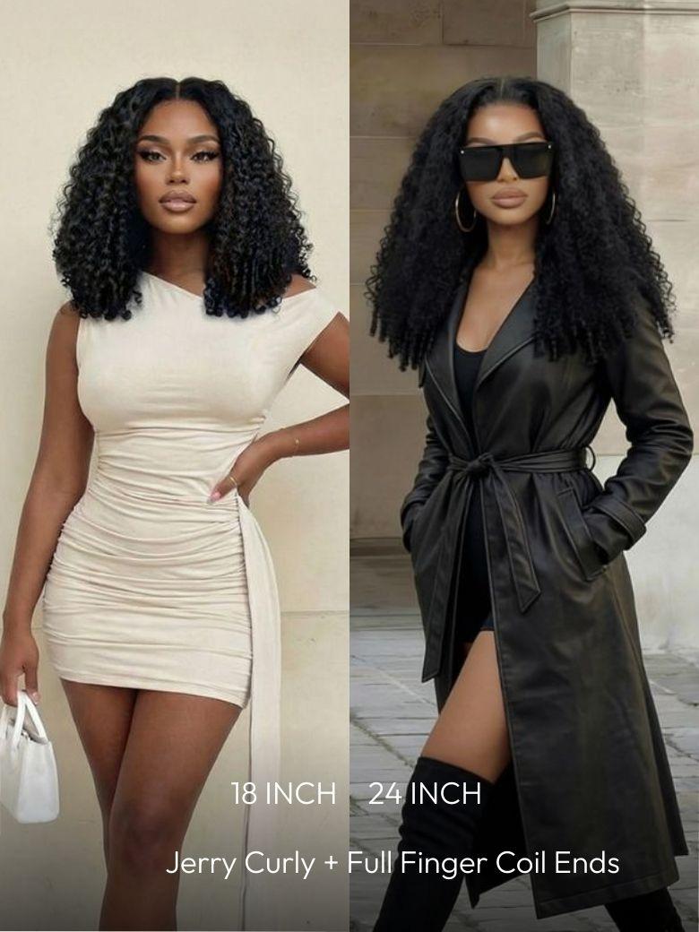 13x4 Pre-Everything Curly Texture Premium Hair Drawstring Wig With Finger Coil Ends