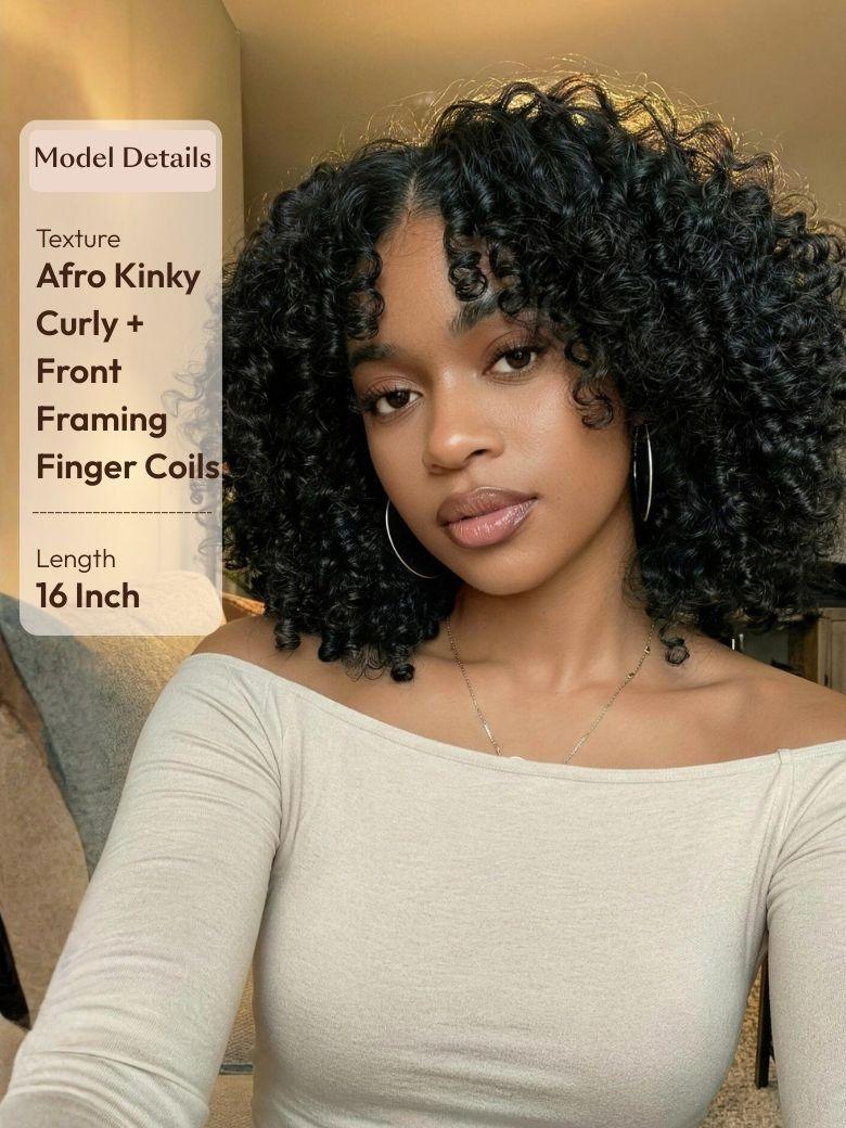 UNice 7x5 Bye-Bye Slip & 13x4 Pre-Everything Curly Texture Premium Hair Drawstring Wig With Finger Coil Ends