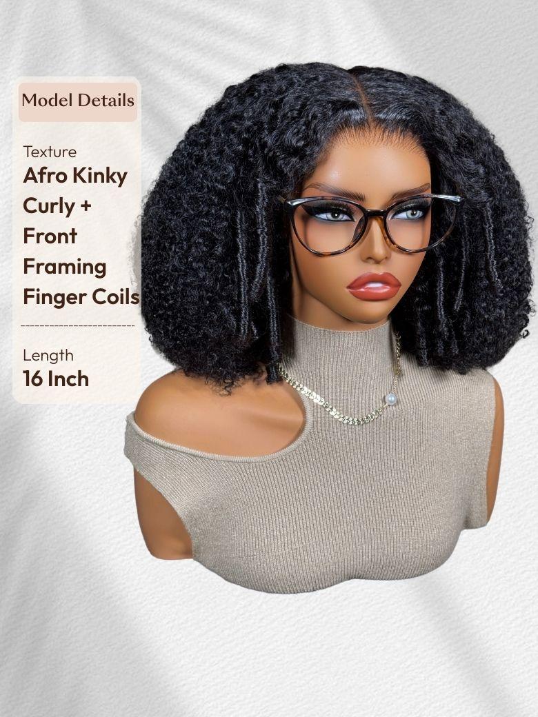 UNice 7x5 Bye-Bye Slip & 13x4 Pre-Everything Curly Texture Premium Hair Drawstring Wig With Finger Coil Ends