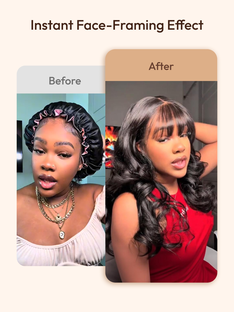 7x5 Bye-Bye Knots™ & 13x4 Pre-Everything™ Pull & Go Black Loose Wave Wispy Bangs Wig【Ends Today: Free Flat Iron】