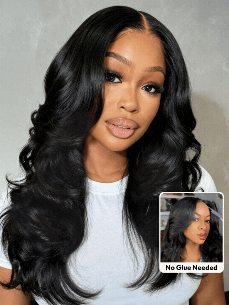UNice 100% Human Hair Butterfly Cut 180% Density Bye-Bye Slip™ 7x5 Lace Body & Loose Curls Wig with Feathered Layers & Invisi Drawstring