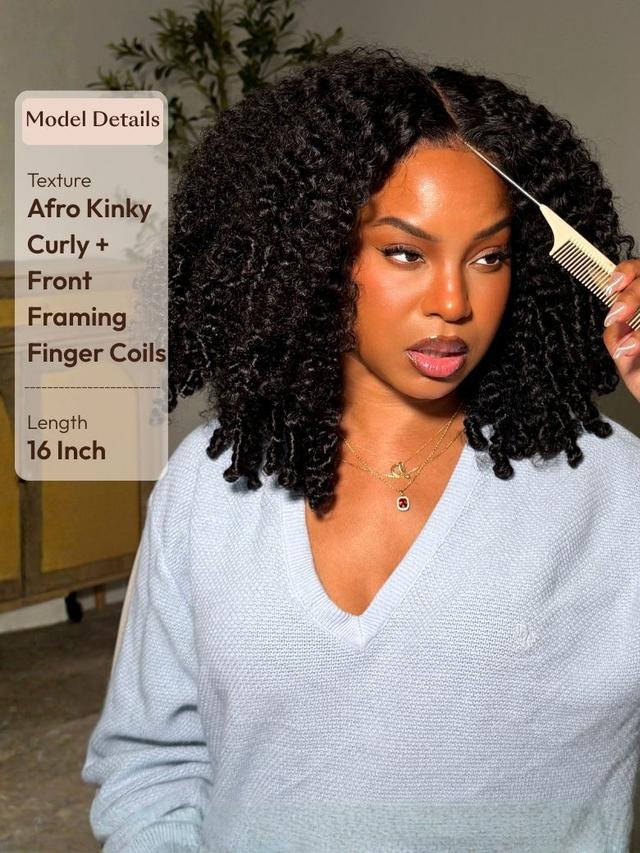 UNice 7x5 Bye-Bye Slip & 13x4 Pre-Everything Curly Texture Premium Hair Drawstring Wig With Finger Coil Ends