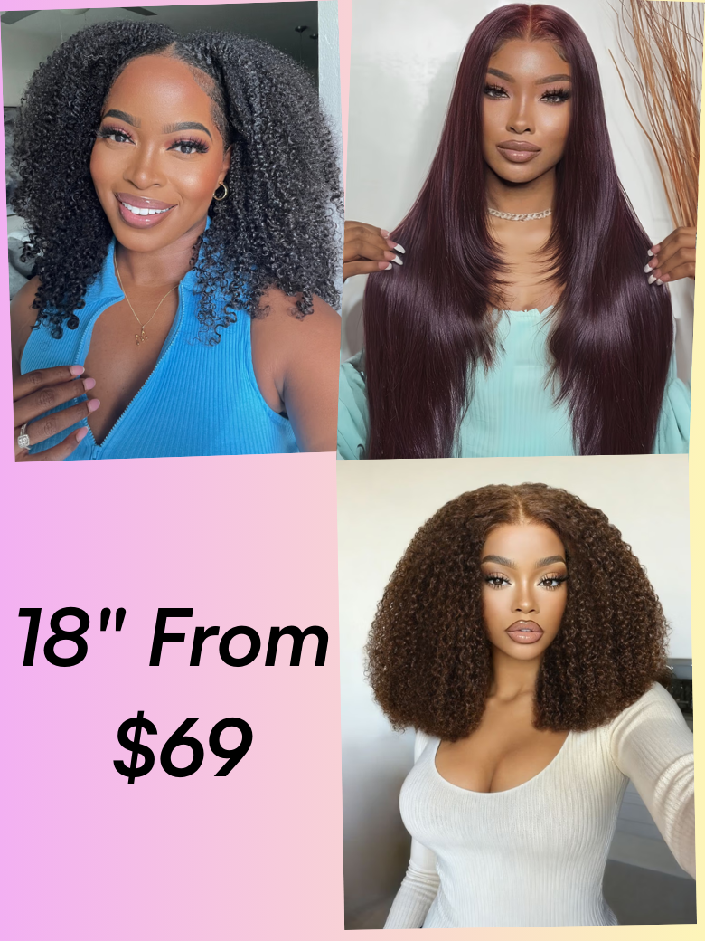 18"-24" From $69: V part | 7x5 Bye Bye Knots | 13x4 Lace Front Wig
