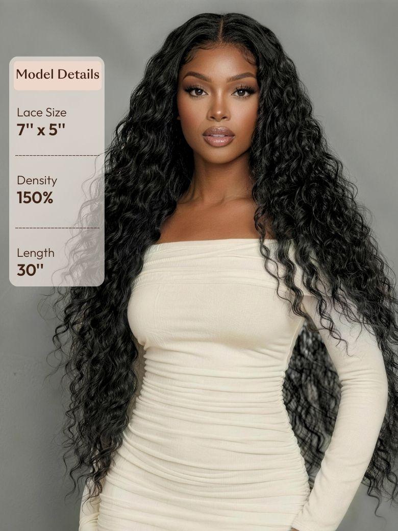 UNice 7x5 Bye-Bye Slip™ & 13x4 HD Lace Put On And Go Glueless Water Wave Drawstring Wig
