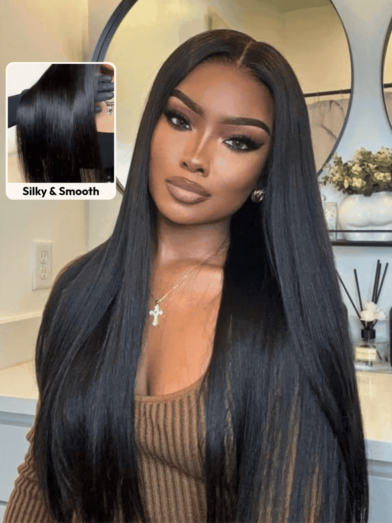 UNice Bye Bye Knots Wig 7x5&13x4 Glueless Lace Black Straight Bleached Knots Wig No Baby Hair 150% Density