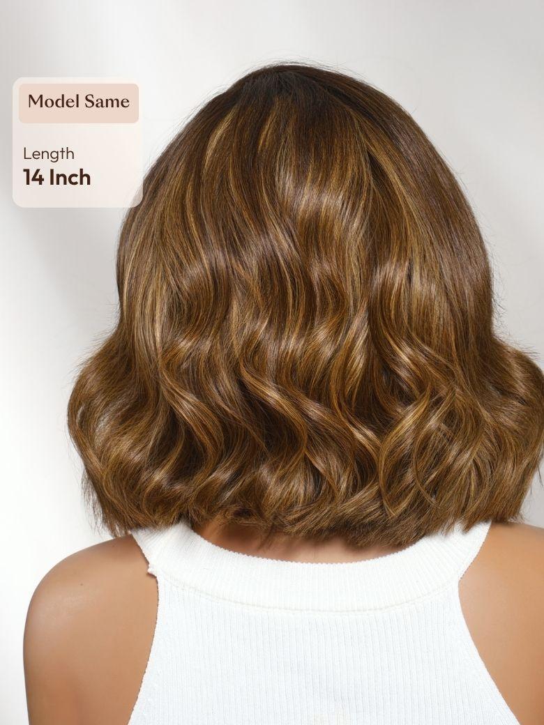 UNice 13x4 Pre-Everything™ Lace Frontal Brown With Honey Blonde Face-Framing Highlights Wavy Bob Drawstring Wig