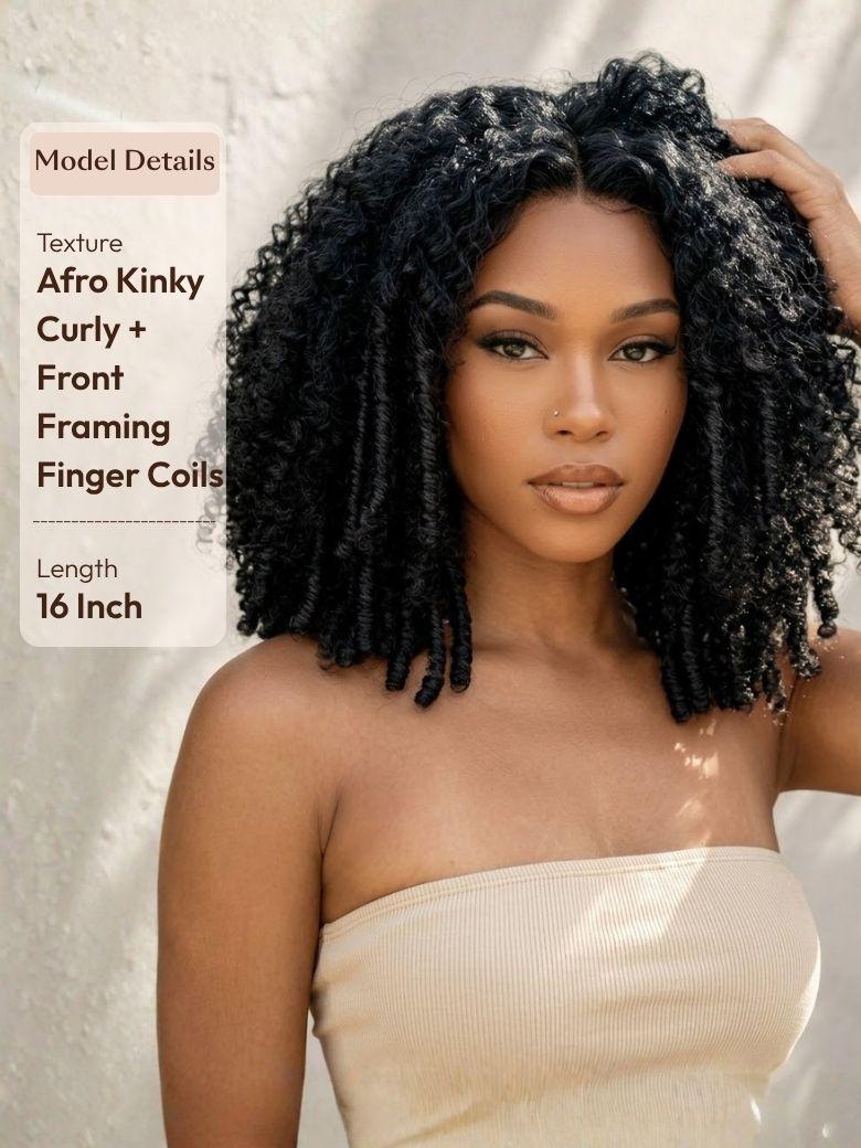 UNice 7x5 Bye-Bye Slip & 13x4 Pre-Everything Curly Texture Premium Hair Drawstring Wig With Finger Coil Ends