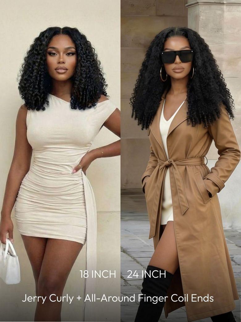 UNice 7x5 Bye-Bye Slip & 13x4 Pre-Everything Curly Texture Premium Hair Drawstring Wig With Finger Coil Ends