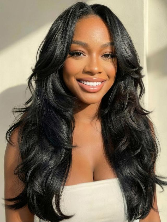 UNice 100% Human Hair Butterfly Cut 180% Density Bye-Bye Slip™ 7x5 Lace Body & Loose Curls Wig with Feathered Layers & Invisi Drawstring